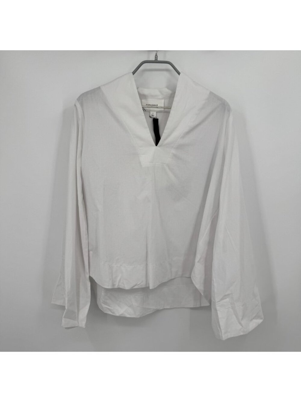 Pomander Place Tuckernuck White Cotton Poplin Norella Blouse size L Bell Sleeve